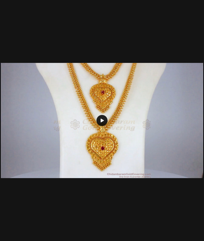 Heart Dollar Design Gold Haram Necklace Combo Collections HR2028 Heart Dollar Design Gold Haram Necklace Combo Collections HR2028