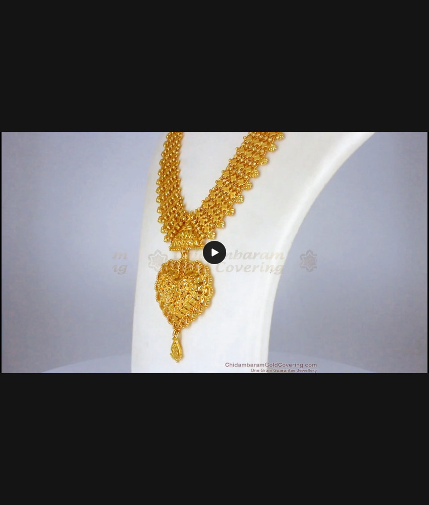 Enticing Heartin Shape Gold Forming Haram With Earrings Combo HR2038 Enticing Heartin Shape Gold Forming Haram With Earrings Combo HR2038