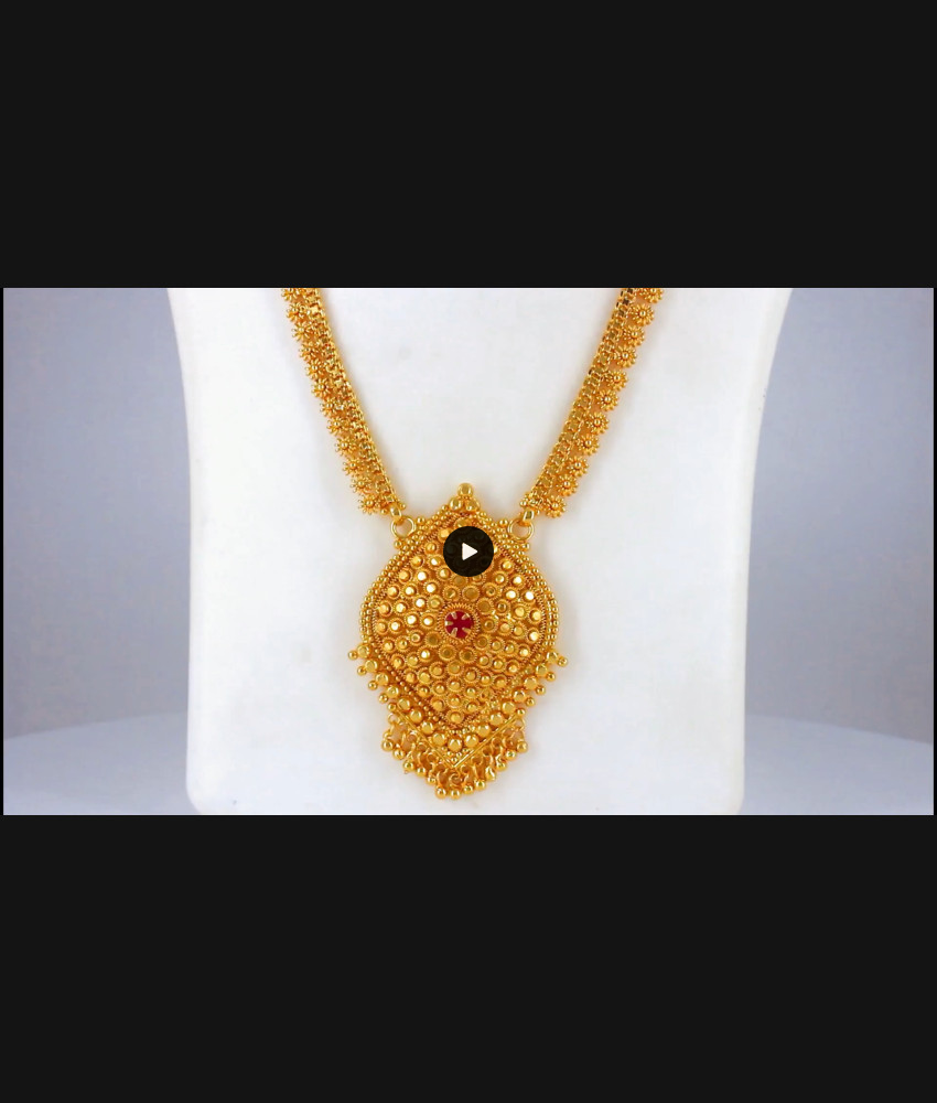 Single Ruby Stone One Gram Gold Long Haram Party Wear HR2070 Single Ruby Stone One Gram Gold Long Haram Party Wear HR2070