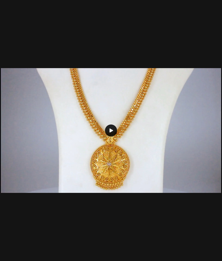 AD White Stone One Gram Gold Long Haram Bridal Wear Designs HR2084 AD White Stone One Gram Gold Long Haram Bridal Wear Designs HR2084