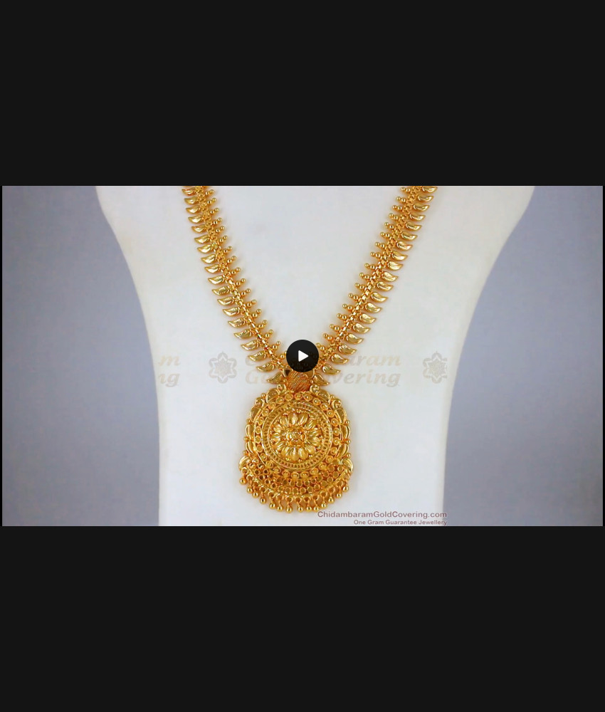 Mullaipoo Design One Gram Gold Long Haram Wedding Wear HR2092 Mullaipoo Design One Gram Gold Long Haram Wedding Wear HR2092