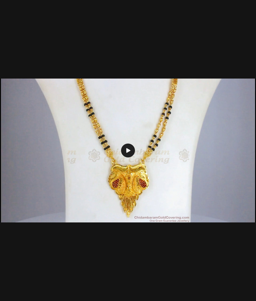 Forming Design Two Line Mangalsutra Black Beaded Bridal Wear HR2164 