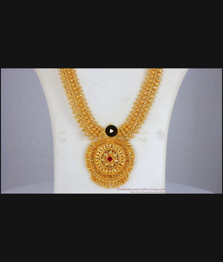 Classic Gold Plated Mango Haram Ruby Stone Bridal Jewelry HR2175