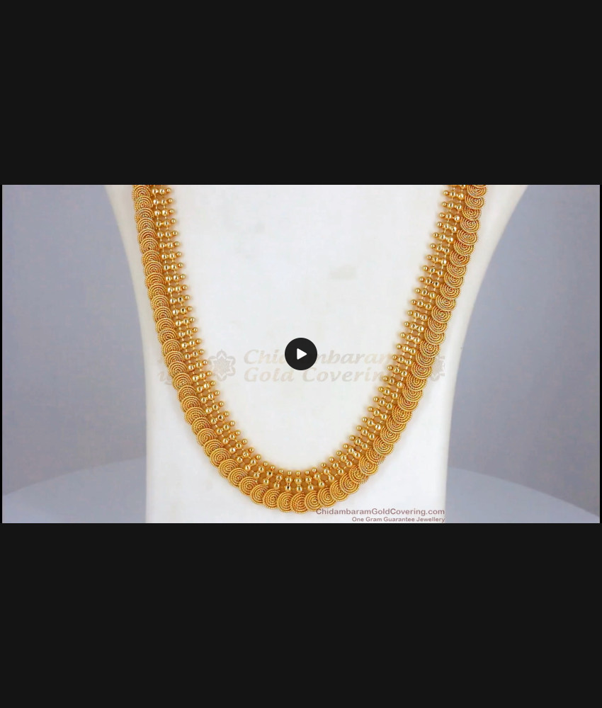 Traditional One Gram Gold Beaded Spiral Kasumalai Haram HR2226 Traditional One Gram Gold Beaded Spiral Kasumalai Haram HR2226