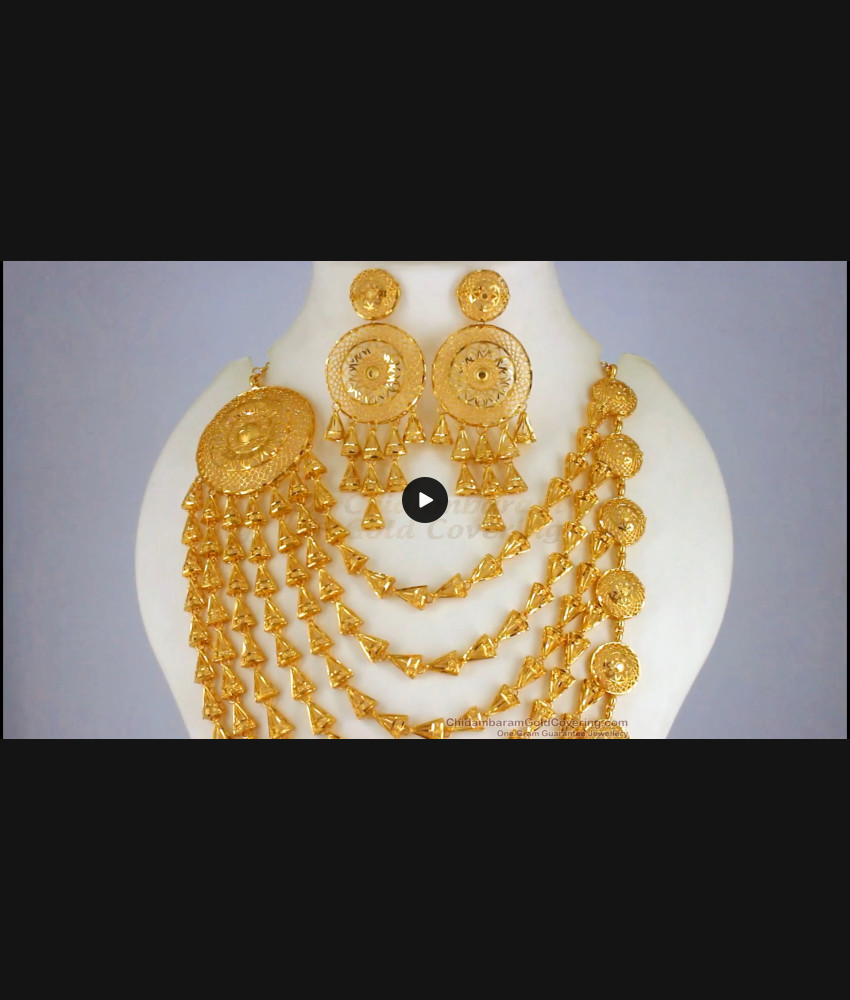 Grand Arabic Design Two Gram Gold Forming Haaram Dubai Gold Pattern With Earring HR2236