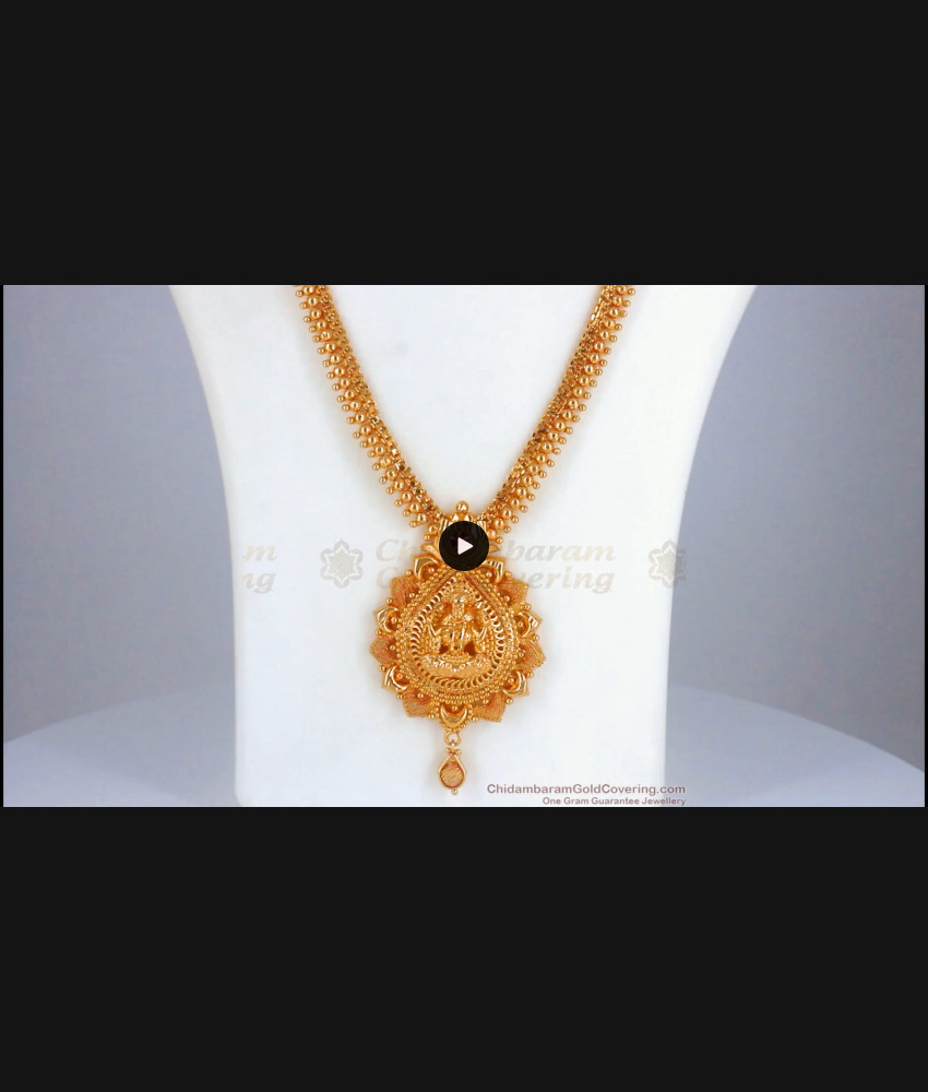 Traditional One Gram Gold Haaram Lakshmi Ruby Stone HR2269 Traditional One Gram Gold Haaram Lakshmi Ruby Stone HR2269