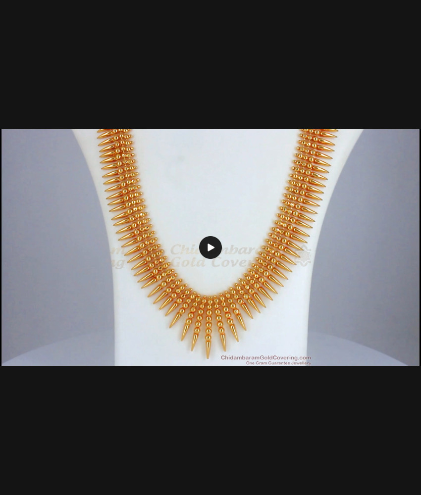 Medium Size Mullaipoo Long Gold Plated Haaram At Affordable Price HR2272