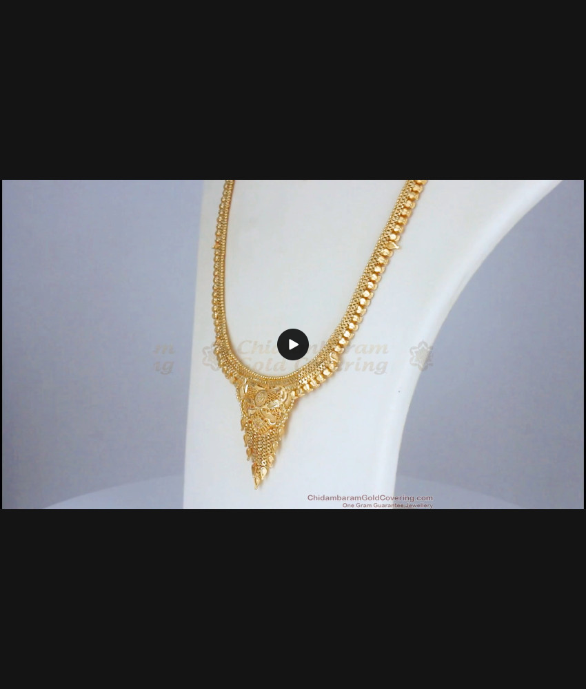 Bridal Gold Forming Haram Necklace and Earring Combo HR2321 Bridal Gold Forming Haram Necklace and Earring Combo HR2321