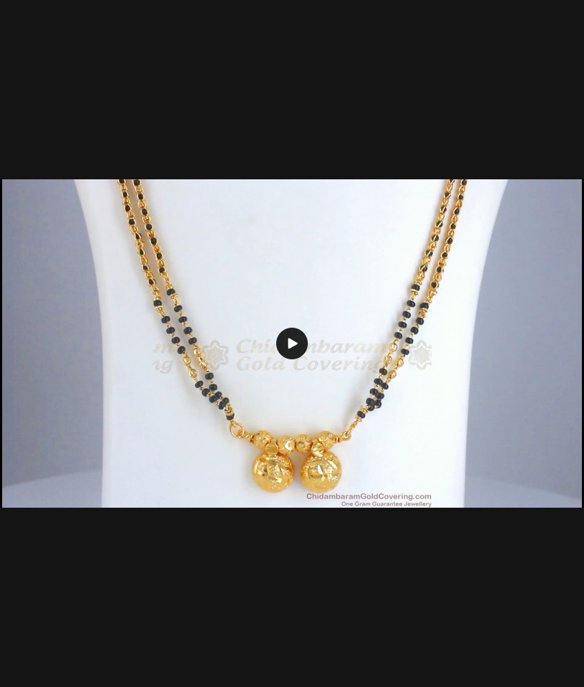30 Inch Gold Plated Mangalsutra Haram Black Beads Thali Collection HR2396