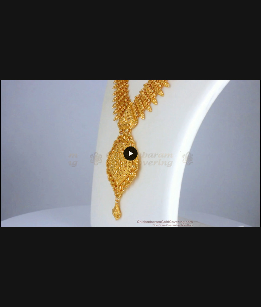 Beautiful 2 Gram Gold Haram Broad Bridal Design Earring Combo HR2405 Beautiful 2 Gram Gold Haram Broad Bridal Design Earring Combo HR2405
