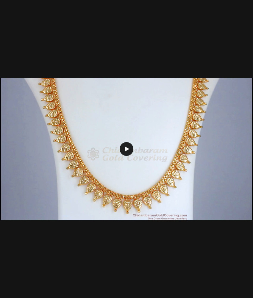 Leaf Pattern Gold Tone Haaram Plain Kerala Jewelry Collection HR2426 Leaf Pattern Gold Tone Haaram Plain Kerala Jewelry Collection HR2426