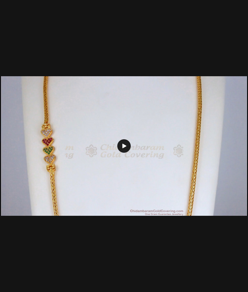 30 Inches Long Gold Imitation Mugappu Multi Heart Side Pendant MCH1018-LG