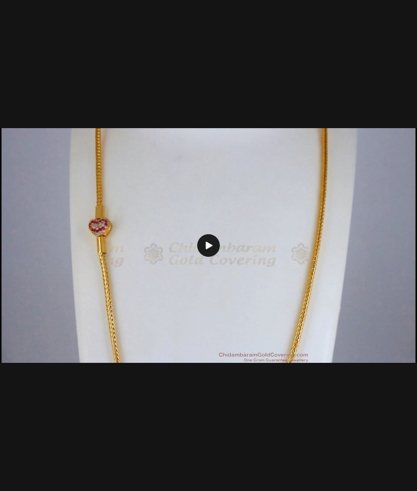 Trendy Heart Shaped Gold Imitation Mugappu Ruby White Stone MCH1029