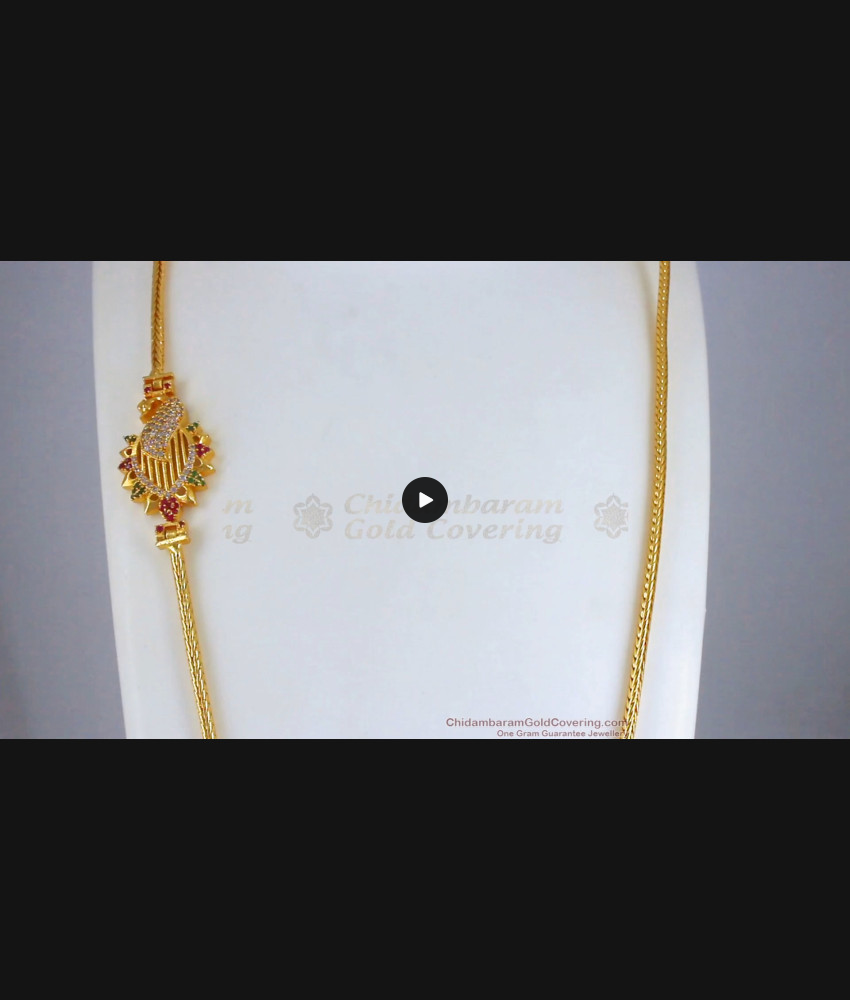 1 Gram Gold Side Pendant Chain Full White Stone Jewelry MCH1057 1 Gram Gold Side Pendant Chain Full White Stone Jewelry MCH1057