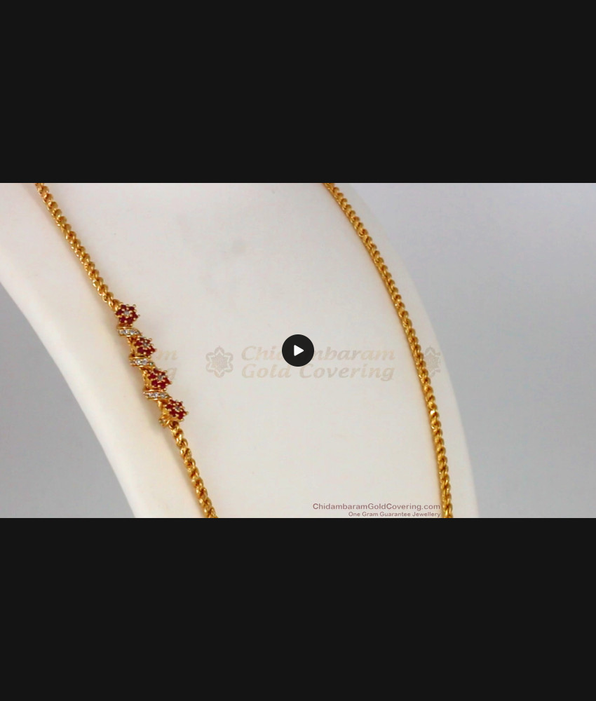 Attractive Ruby White StoneTwist Type Gold Mugappu Chain MCH786 Attractive Ruby White StoneTwist Type Gold Mugappu Chain MCH786
