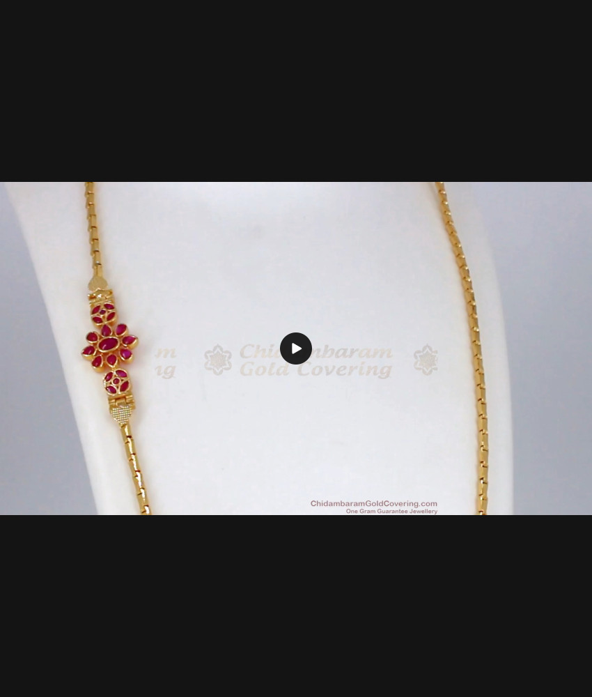 Simple Kemp Stone Mugappu Designs Wheat Chain for Ladies MCH804 Simple Kemp Stone Mugappu Designs Wheat Chain for Ladies MCH804