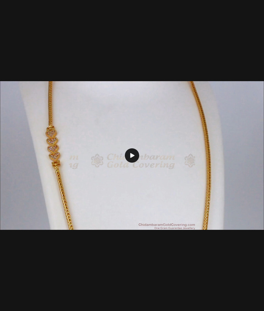 Dazzling White Stone Heart Pattern Gold Mugappu Chain MCH821 Dazzling White Stone Heart Pattern Gold Mugappu Chain MCH821