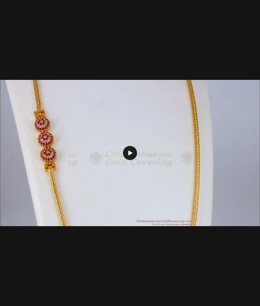 Ruby White Hal Ball Mugappu Gold Side Pendant Chain For Daily Use MCH838 Ruby White Hal Ball Mugappu Gold Side Pendant Chain For Daily Use MCH838