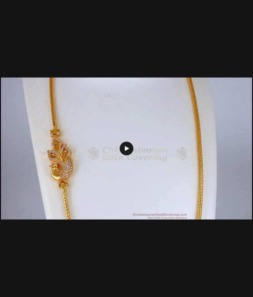 Full AD White Stone Peacock Gold Mugappu Chain MCH861 Full AD White Stone Peacock Gold Mugappu Chain MCH861