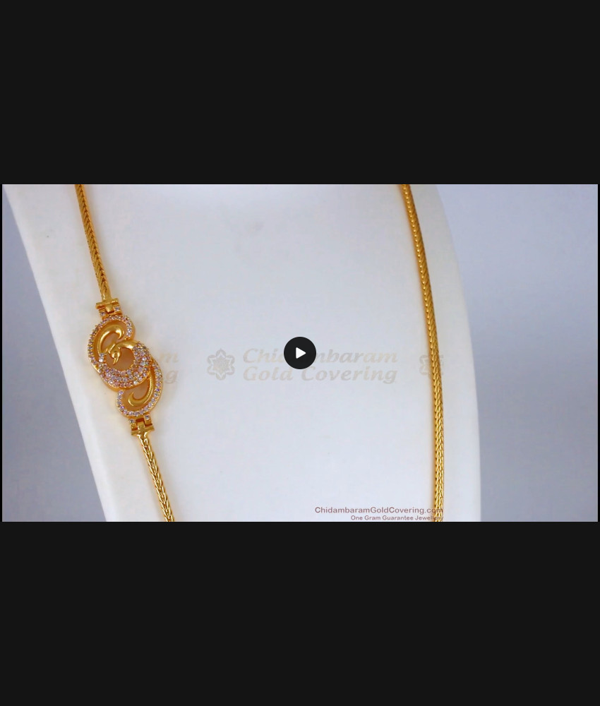 New Collection Peacock Gold Mugappu Chain With White Stone MCH863