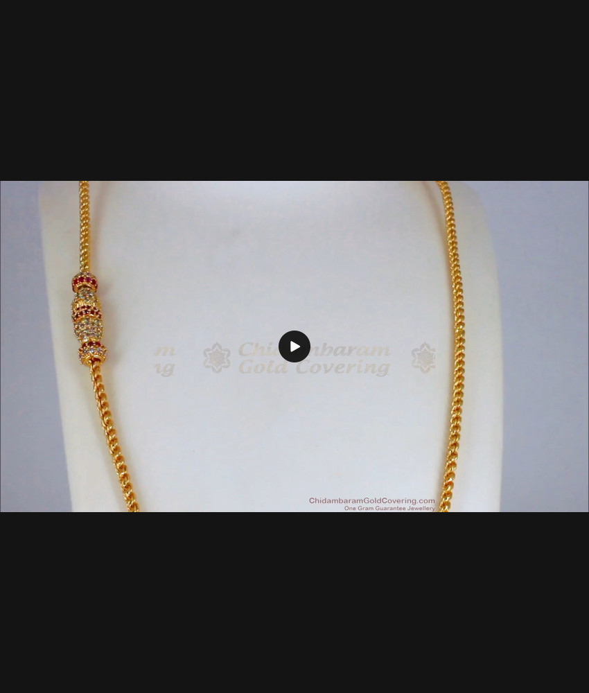 Attractive AD Ruby White Stone Gold Side Pendant Chain MCH923 Attractive AD Ruby White Stone Gold Side Pendant Chain MCH923