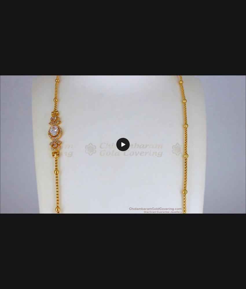 30 Inches Long Trendy Design Oval Shape White Gold Mugappu Thali Chain MCH941-LG 30 Inches Long Trendy Design Oval Shape White Gold Mugappu Thali Chain MCH941-LG