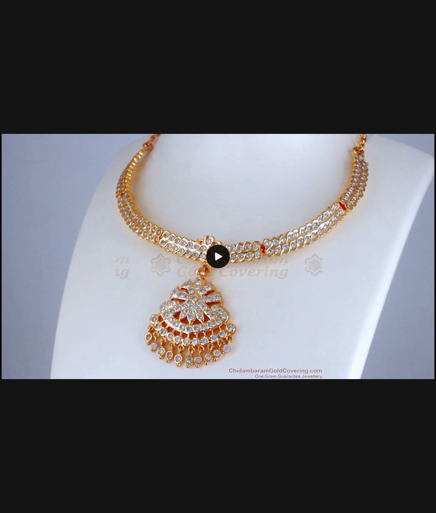 Trendy Double Layer White Stones Impon Five Metal Attigai Jewelry NCKN1511 Trendy Double Layer White Stones Impon Five Metal Attigai Jewelry NCKN1511