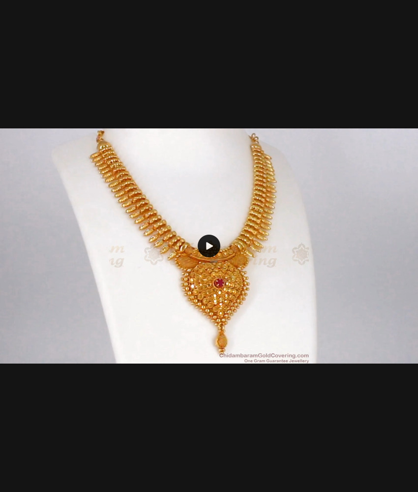 Stylish Ruby Stone One Gram Gold Necklace Collections NCKN2028 Stylish Ruby Stone One Gram Gold Necklace Collections NCKN2028