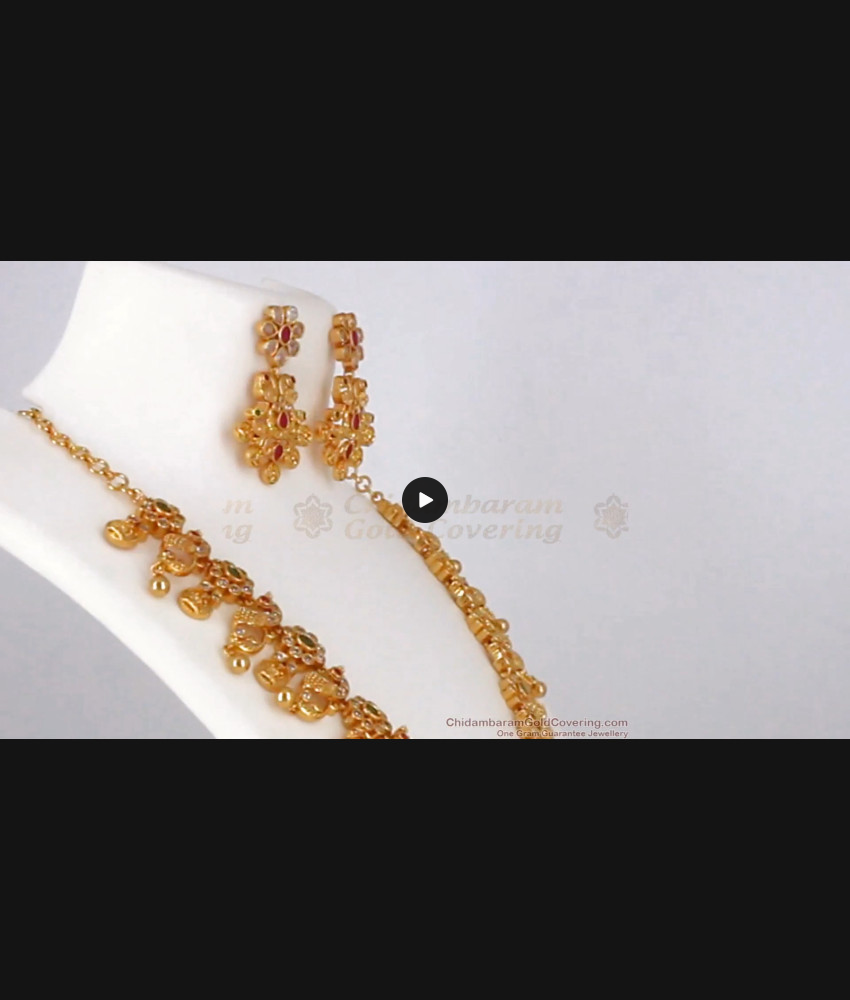Grand Multi Stone Gold Necklace With Earrings Set NCKN2041 Grand Multi Stone Gold Necklace With Earrings Set NCKN2041