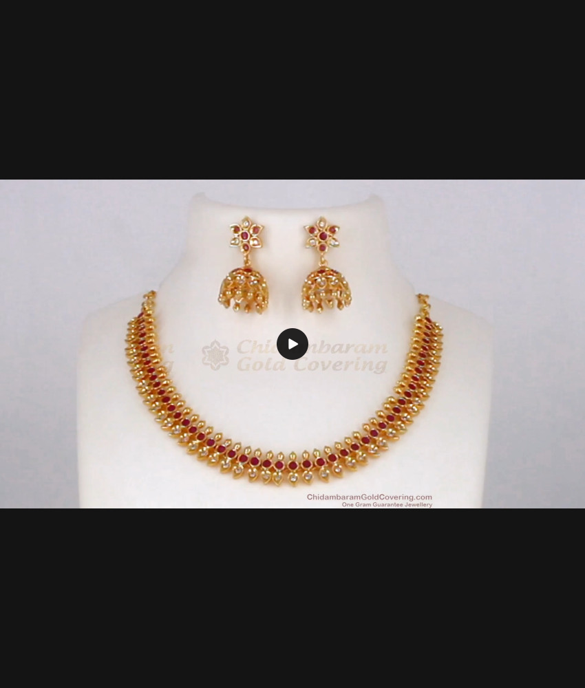 Stylish Ruby White Stone Necklace With Earrings Set NCKN2046 Stylish Ruby White Stone Necklace With Earrings Set NCKN2046