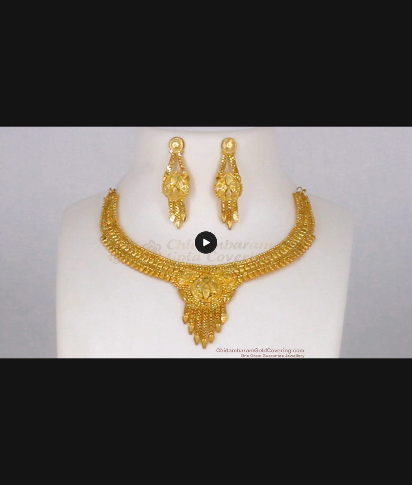 Dazzling Gold Forming Light Weight Necklace For Bridal Wear NCKN2048 Dazzling Gold Forming Light Weight Necklace For Bridal Wear NCKN2048