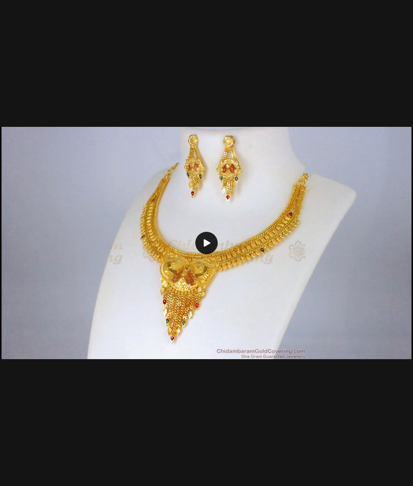 Elegant Enamel Gold Necklace forming collection For Bridal Wear NCKN2094
