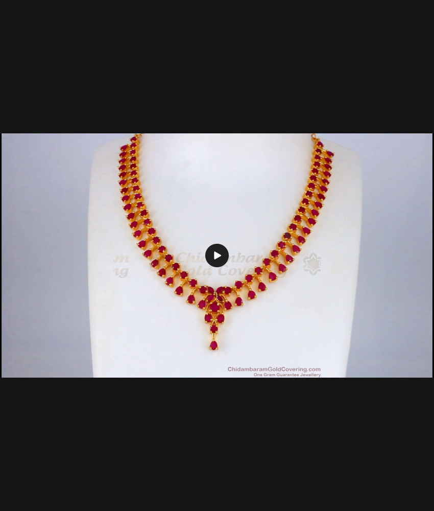 Party Wear Collections Full Ruby Stone Gold Necklace NCKN2099 Party Wear Collections Full Ruby Stone Gold Necklace NCKN2099