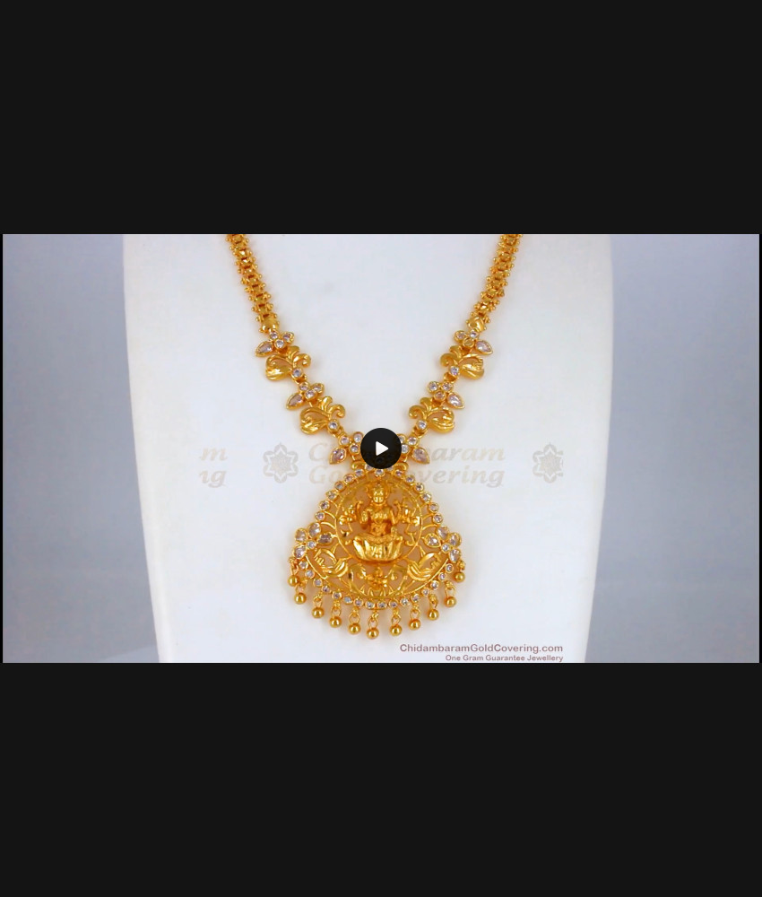 Sparkling White Polki Stone Lakshmi Design One Gram Gold Necklace NCKN2100 Sparkling White Polki Stone Lakshmi Design One Gram Gold Necklace NCKN2100