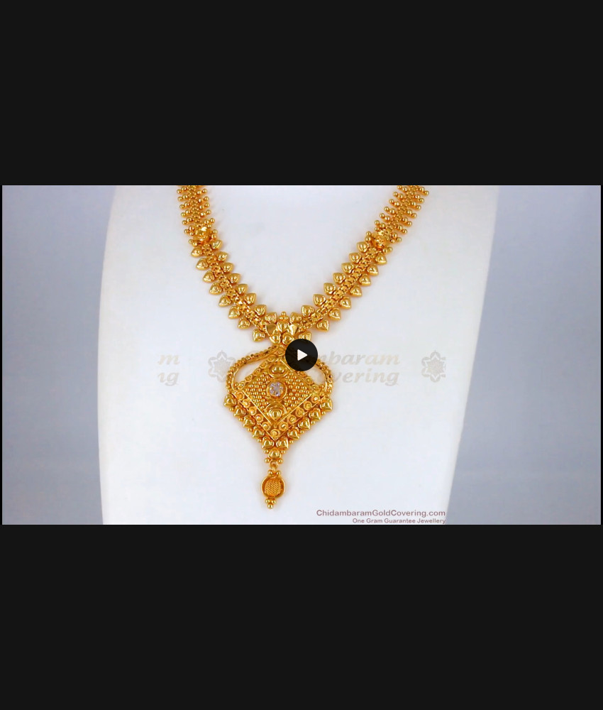 Dazzling White Stone Gold Necklace For Party Wear NCKN2103