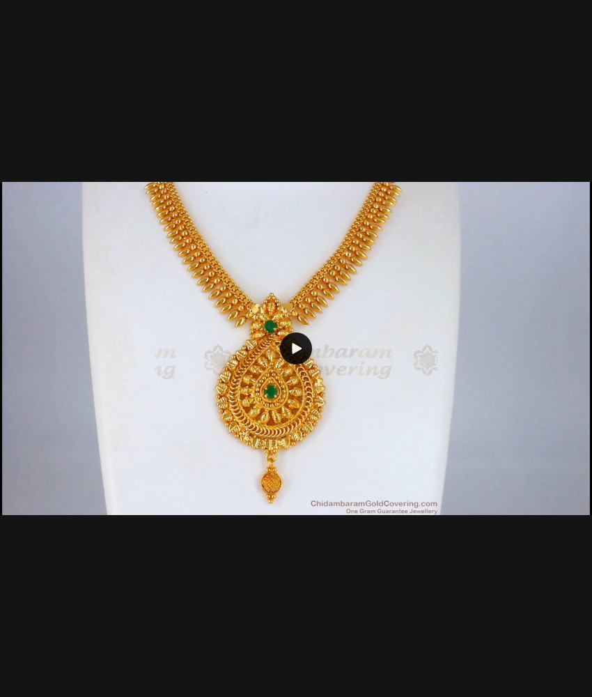 Emerald Stone One Gram Gold Necklace For Part Wear NCKN2104 Emerald Stone One Gram Gold Necklace For Part Wear NCKN2104