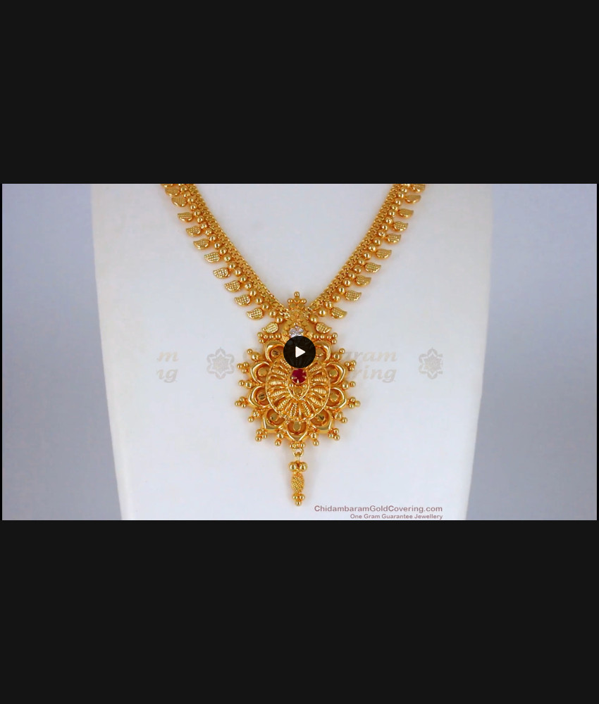 Dazzling Ruby White Stone One Gram Gold Necklace Collections NCKN2137 Dazzling Ruby White Stone One Gram Gold Necklace Collections NCKN2137