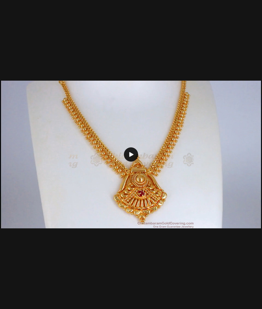 Single Ruby Stone 1 Gram Gold Plated Necklace Designs NCKN2259