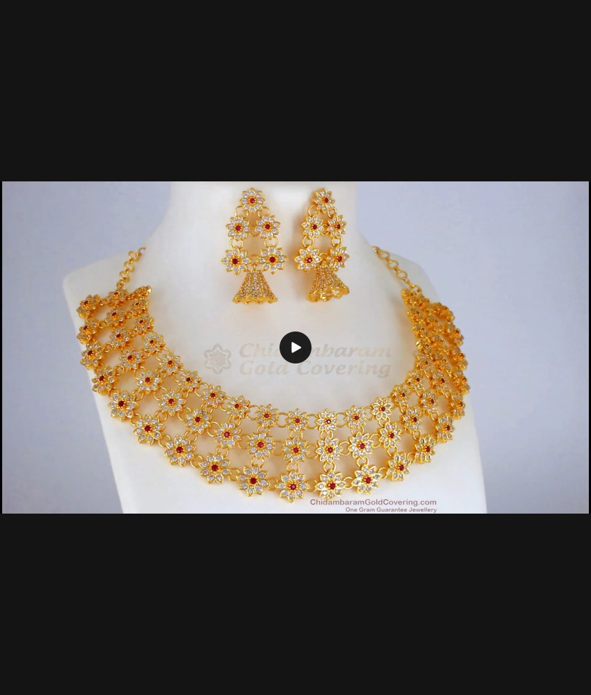 Attractive Choker Type Ruby White Gold Necklace Combo NCKN2287 Attractive Choker Type Ruby White Gold Necklace Combo NCKN2287