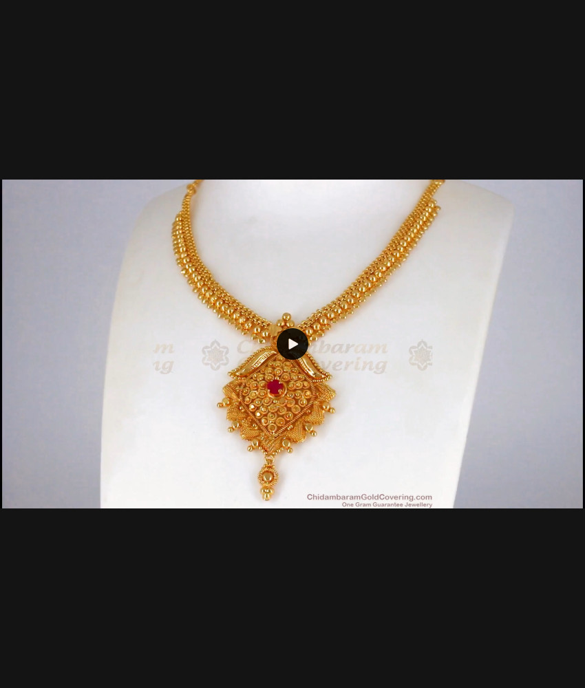 Charming Ruby Stone One Gram Gold Necklace Collections NCKN2303 Charming Ruby Stone One Gram Gold Necklace Collections NCKN2303