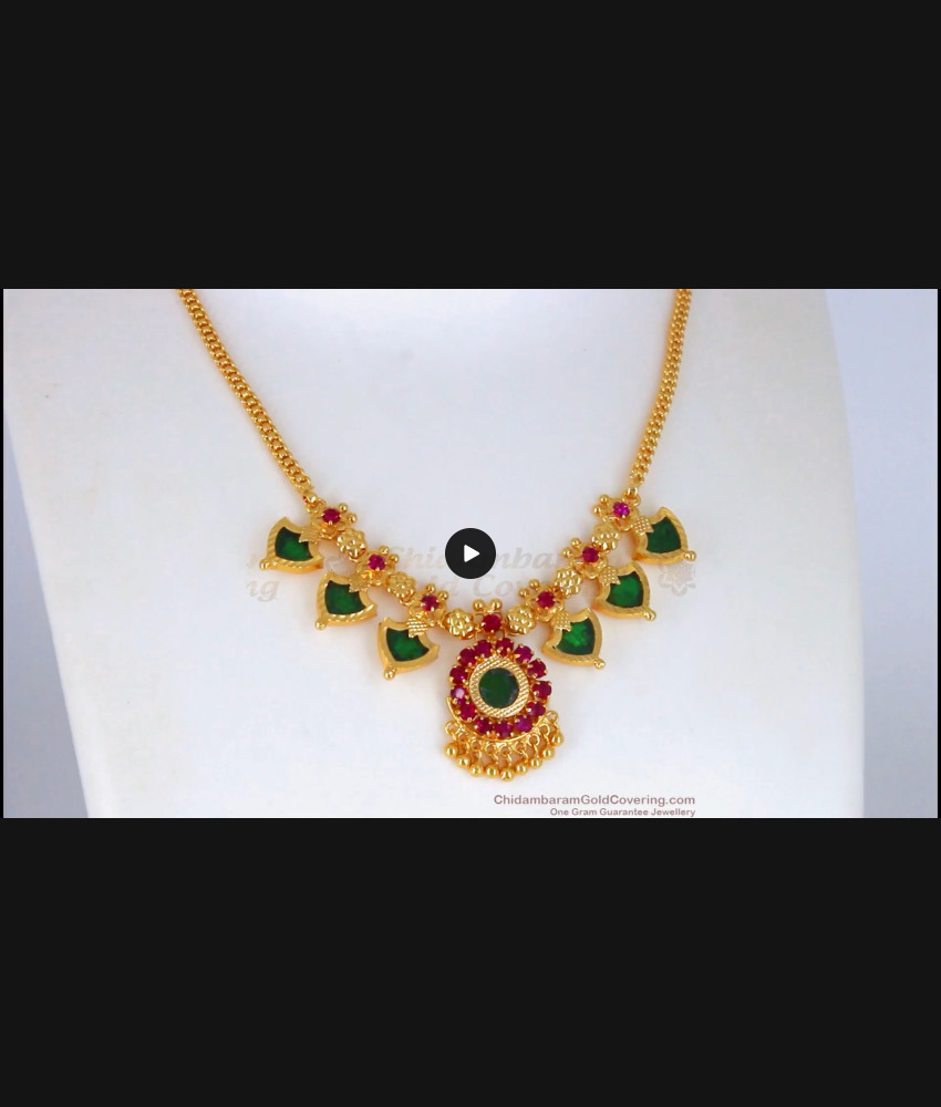 Beautiful Kerala Type Palakka Stone Gold Necklace NCKN2307