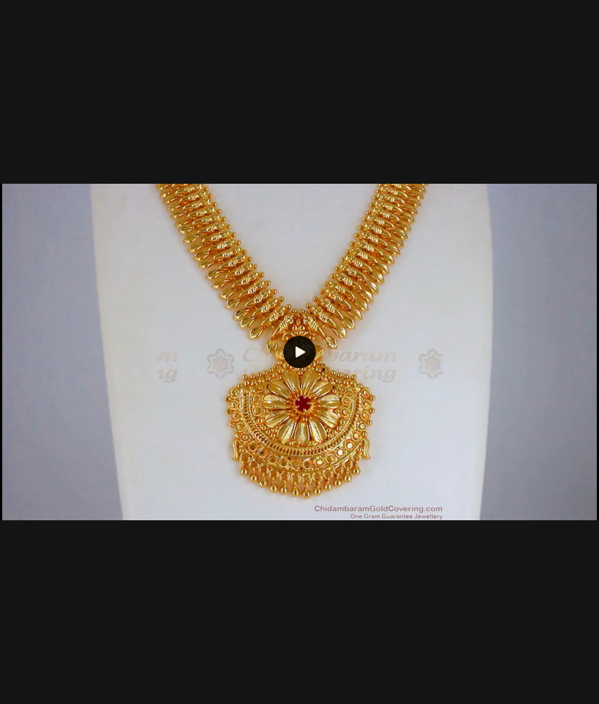 Single Ruby Stone One Gram Gold Necklace Party Wear NCKN2329 Single Ruby Stone One Gram Gold Necklace Party Wear NCKN2329