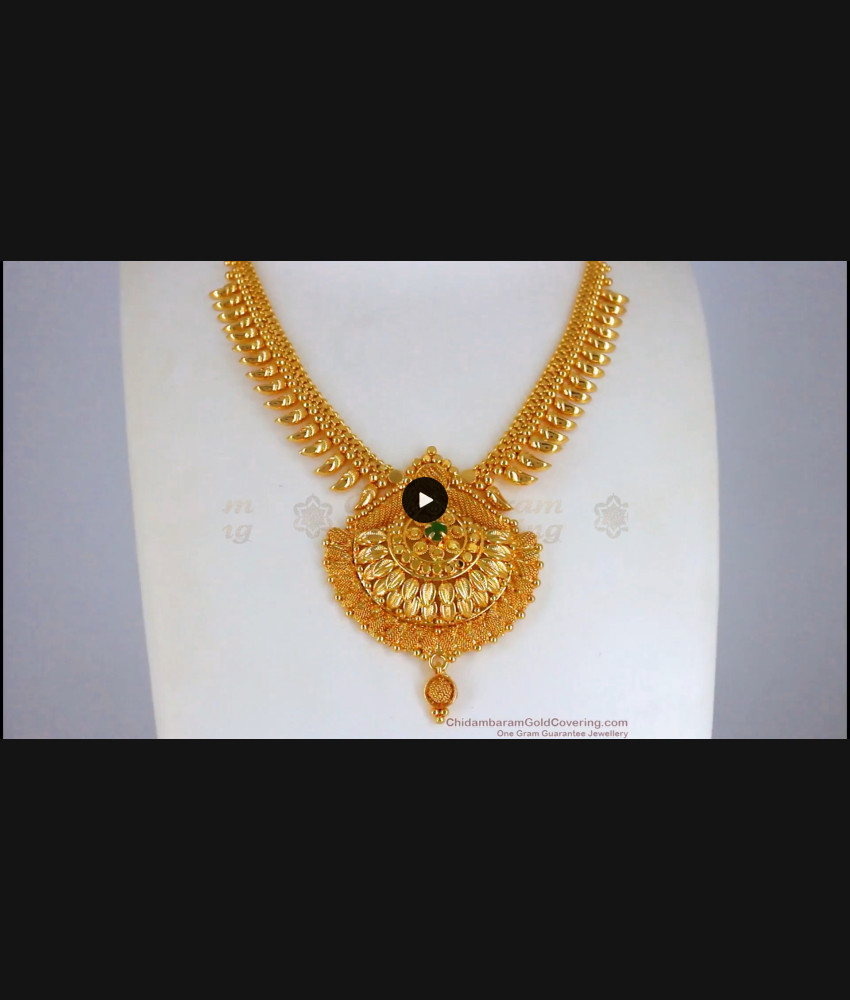 One Gram Gold Necklace Designs With Emerald Stone NCKN2331 One Gram Gold Necklace Designs With Emerald Stone NCKN2331