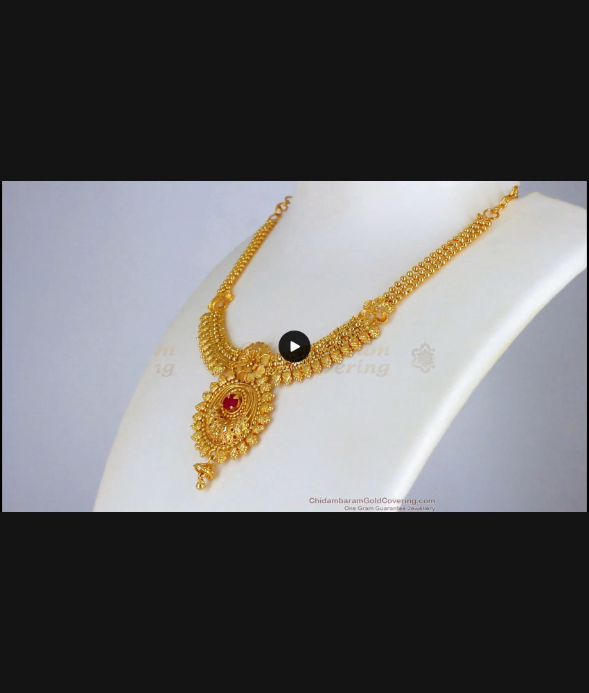 Latest Design Ruby Stone One Gram Gold Necklace NCKN2334 Latest Design Ruby Stone One Gram Gold Necklace NCKN2334