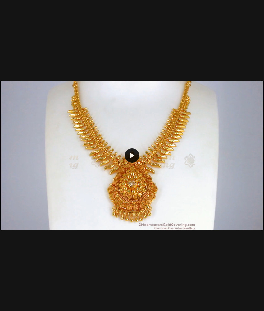 AD White Stone One Gram Gold Necklace Bridal Wear NCKN2337 AD White Stone One Gram Gold Necklace Bridal Wear NCKN2337
