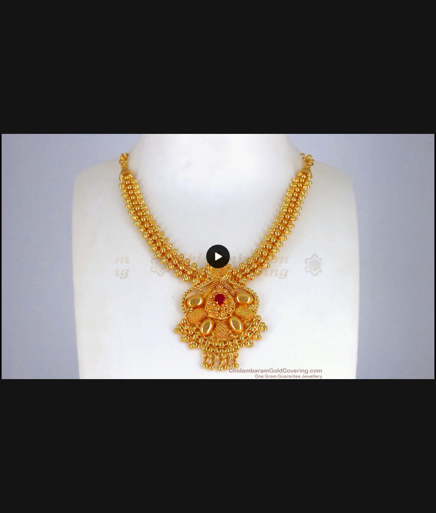 One Gram Gold Ruby Stone Necklace Shop Online NCKN2339