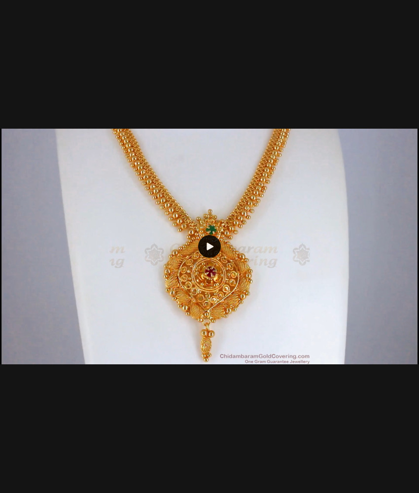Attractive Ruby Flower Dollar Gold Necklace Shop Online NCKN2351 Attractive Ruby Flower Dollar Gold Necklace Shop Online NCKN2351