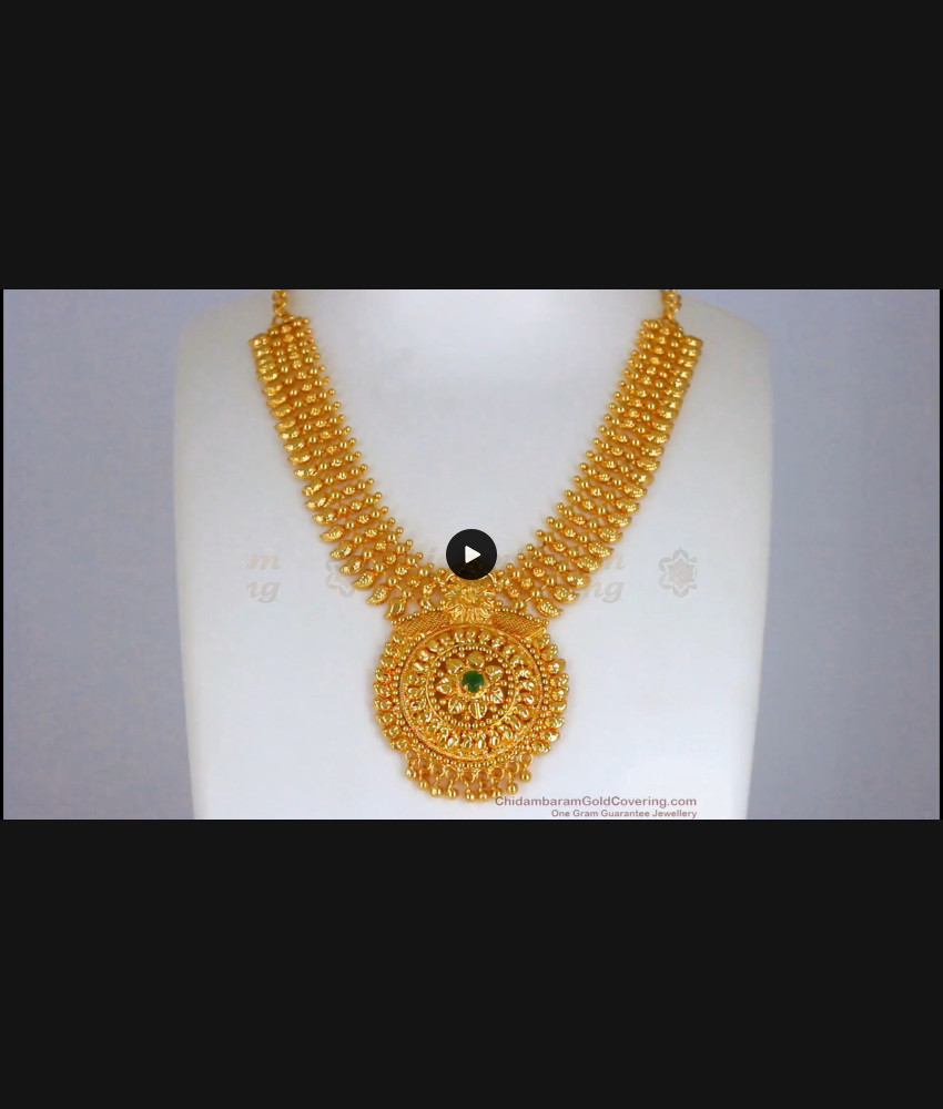 Grand Gold Necklace Big Dollar Emerald Stone NCKN2374