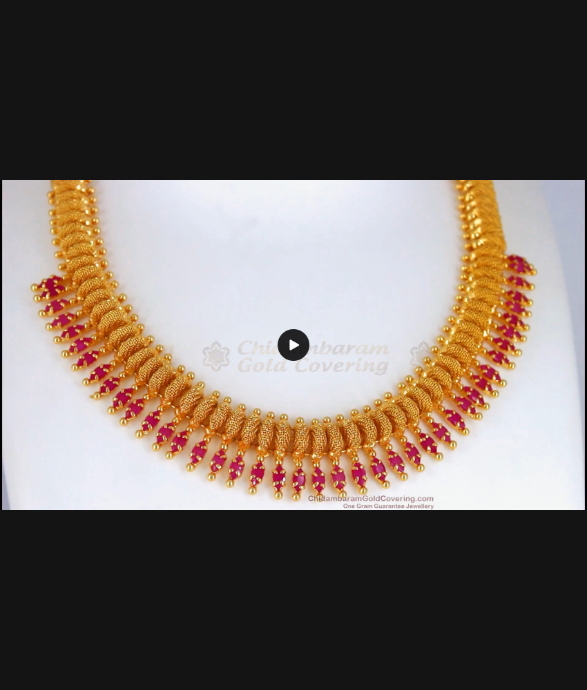Full Ruby One Gram Gold Net Design Necklace Shop Online NCKN2401 Full Ruby One Gram Gold Net Design Necklace Shop Online NCKN2401