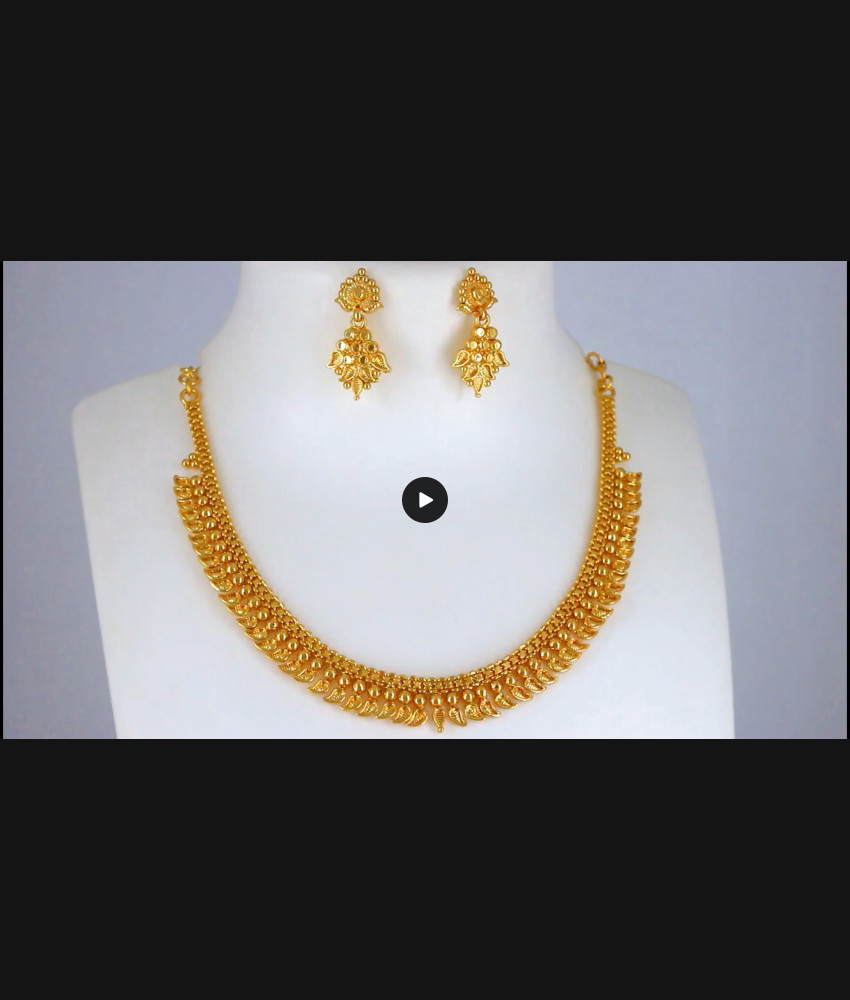 Two Gram Gold Pattern Necklace Earring Combo Bridal Wear NCKN2419